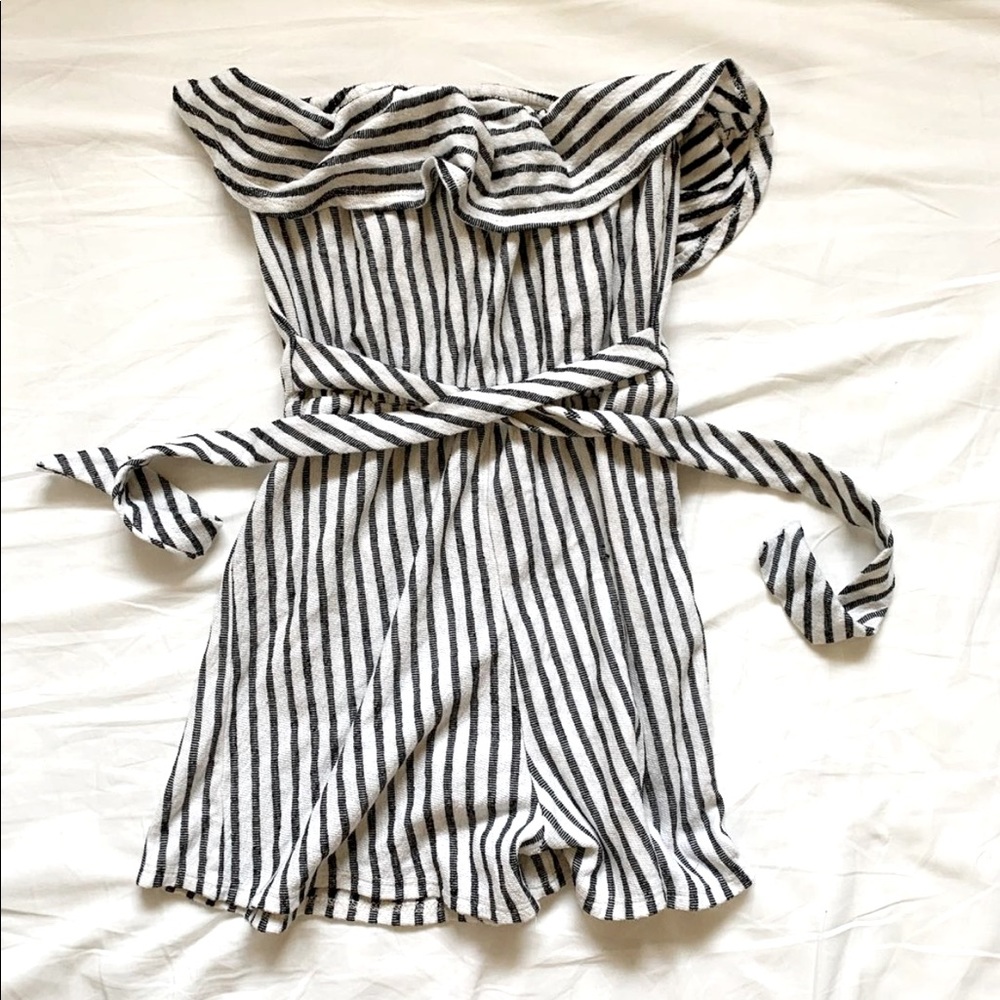 strapless striped romper !!